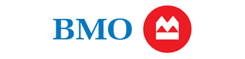 BMO logo with blue "BMO" text next to a red circle containing a white stylized crown.