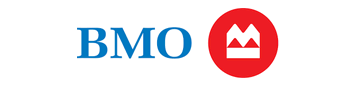 BMO logo with blue "BMO" text next to a red circle containing a white stylized crown.