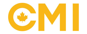 Yellow letters "CMI" with a maple leaf inside the "C" on a white background.