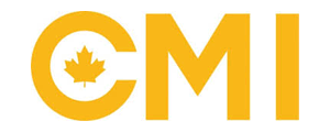 Yellow letters "CMI" with a maple leaf inside the "C" on a white background.