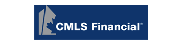 CMLS Financial logo featuring a stylized geometric design in grey next to the company name in white text on a dark blue background.