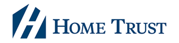 Blue "H" shaped logo next to the words "Home Trust" in blue, using a serif font, on a white background.