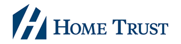 Blue "H" shaped logo next to the words "Home Trust" in blue, using a serif font, on a white background.